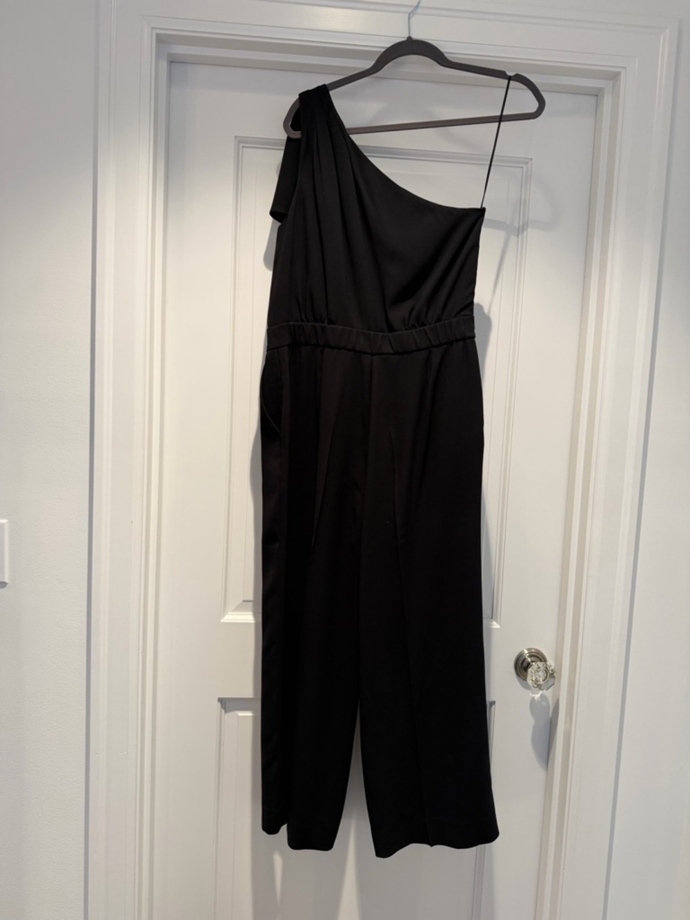 J. Crew One-Shoulder Black Jumpsuit with Bow at Shoulder - Picture 5 of 7